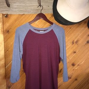 Lularoe Randy 3/4 sleeve baseball tee